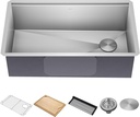 KRAUS Kore 32-Inch Undermount Workstation 16 Gauge Single Bowl Stainless Steel Kitchen Sink with Accessories, KWU110-32