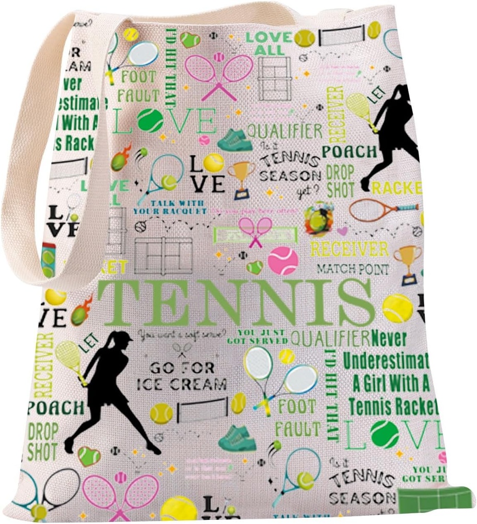 JYTAPP Tennis Gifts Tennis Canvas Tote Bag Tennis Lover Gifts for Tennis Player Weekend Sports Shoulder Bag
