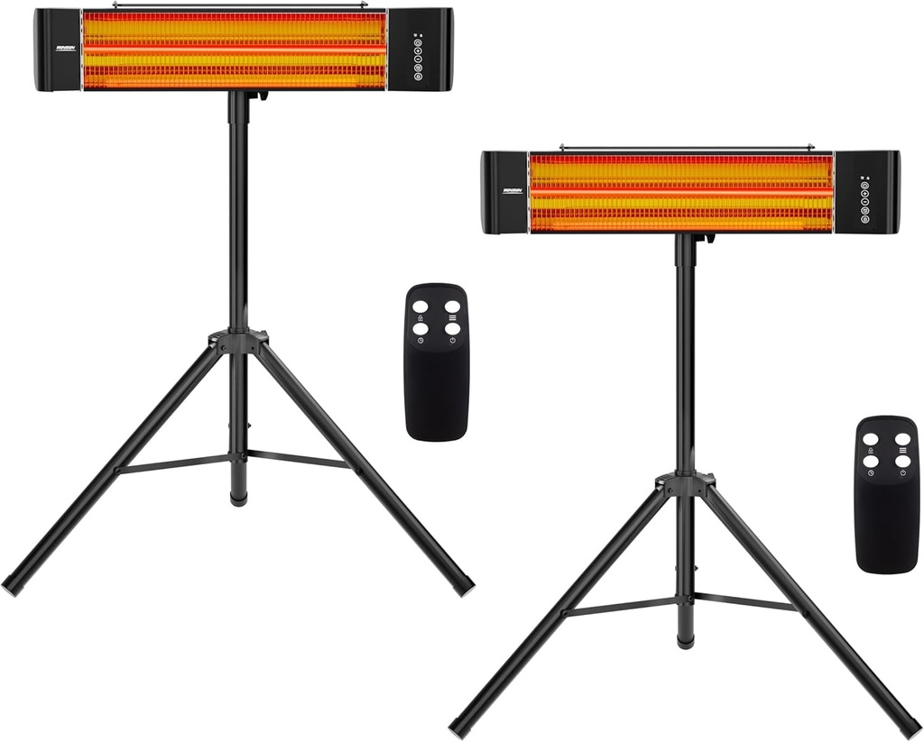 ROVSUN 1500W Outdoor Electric Heater, Patio Freestanding/Wall-mounted Heater with 12H Timer, Adjustable Heights, 3 Modes, 3s Instant Heating for Indoor Outdoor Backyard Garage (2 Set)