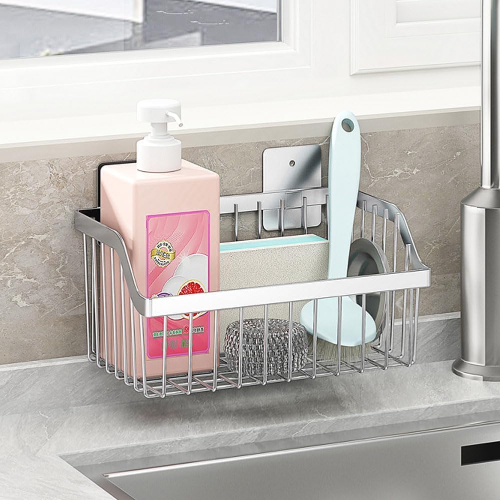 SUS304 Stainless Steel Hanging Storage Baskets Organizer Wall Mount, Metal Wire Storage Bin Rack for Kitchen Bathroom Shower Spice Shelf,L 9.84 Inch