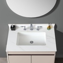 31 Inch Bathroom Vanity Top, Elegant White Sintered Stone Vanity Top with Rectangle Undermount Ceramic Sink and Top Backsplash, 31" Vanity Sink Top - 3 Holes, No Cabinet