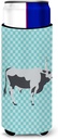 Caroline's Treasures Hungarian Grey Steppe Cow Blue Check Decorative Hugger, Slim Can, Multicolor