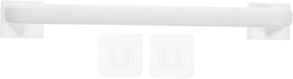 GLEAVI 2Pcs No Drill Adhesive Towel Rack Self Adhesive Hand Towel Holder for Bathroom and Kitchen White Wall Mount Easy Installation