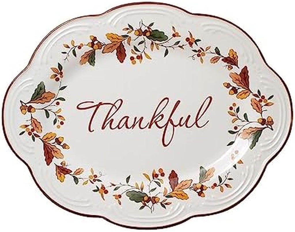 Pfaltzgraff Autumn Berry Small Oval Platter, 10.5 inches, Cream