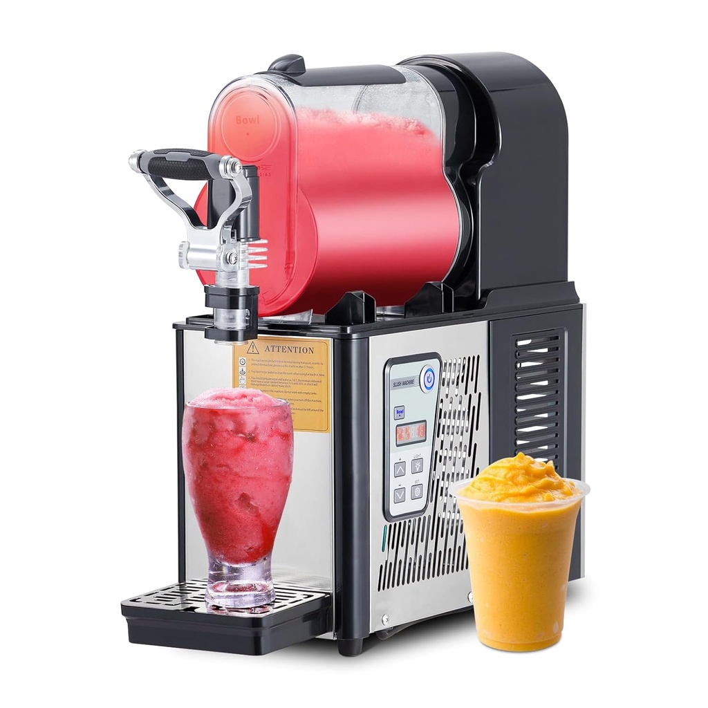 Garvee Commercial Slushie Machine, 3 L/0.8 gal Frozen Drink Margarita Machine, Stainless Steel Smoothie Slushy Maker, Self-Cleaning, 300 W, for Home, Coffee Shop, Restaurant