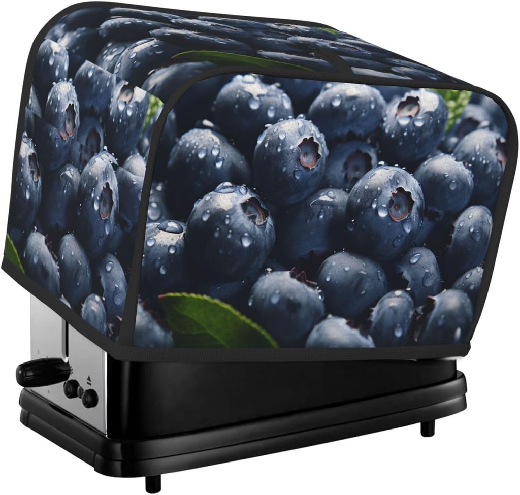 Delicious Blueberry Toaster Cover 2 Slice, Waterproof Bread Machine Covers with Pockets Universal Size Kitchen Small Appliance Cover with Handle, Dust and Fingerprint Protection