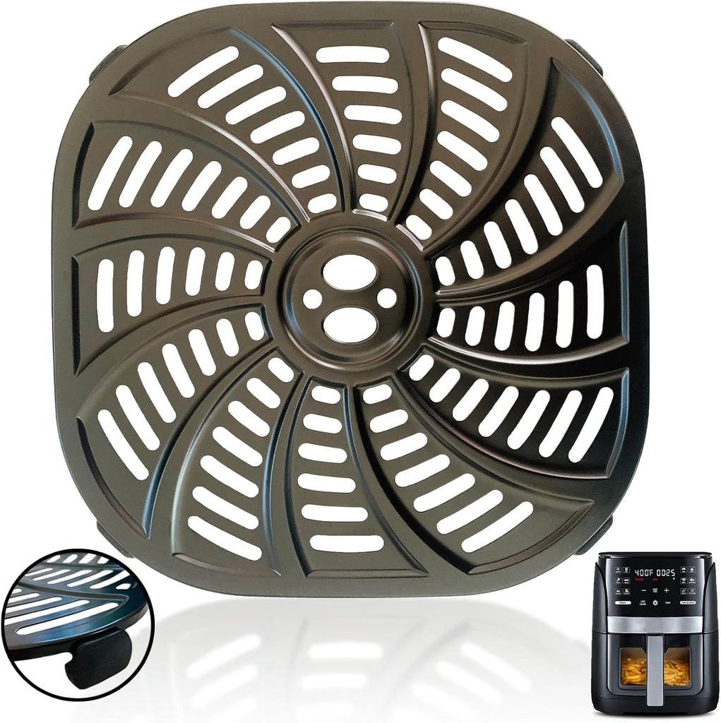 6QT Air Fryer Grill Pan for Gourmia GAF616 Air Fryers, Upgraded Air Fryer Crisper Tray Grill Crisper Plate Rack Insert Grate Grid Shelf for Gourmia 6QT Air Fryers, Nonstick, Dishwasher Safe