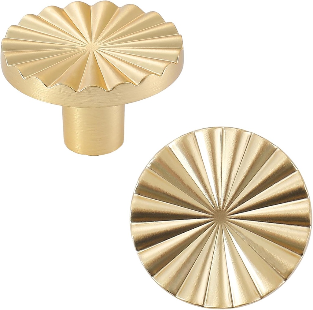 2 Pack Gold Cabinet knobs Kitchen Cabinet Pulls with Vintage Cupboard Drawers Hardware Dresser Drawer Handles Kitchen Cabinet Handles (Single Hole, 2 Pack, Brushed Gold)