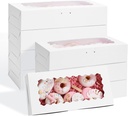 VGOODALL 30PCS Cookie Boxes,12x5.5x2.6Inches White Bakery Boxes with Window Cupcake Containers for Pastry Candy Cupcake Strawberry, Party Supplies