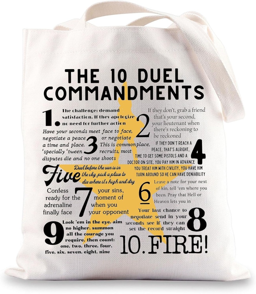 JNIAP 10 Duel Commandments Tote Bag Musical Lover Gift 10 Duel Commandments Gift Musical Canvas Bag