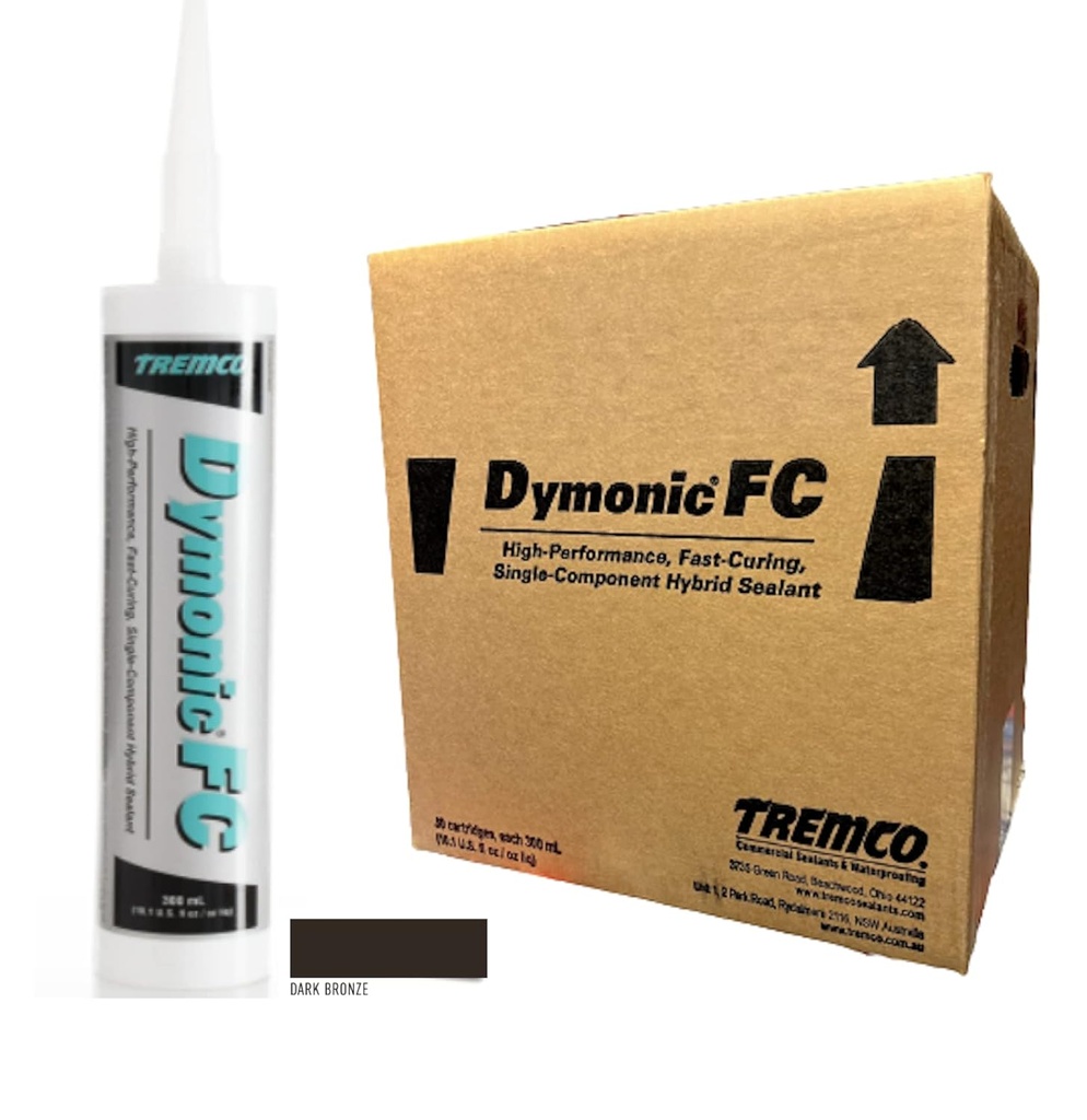 Tremco Dark Bronze Dymonic FC High-Performance, Fast-Curing, Single-Component, Hybrid Sealant 10 fl/oz Cartridges (960721-323), Case of 30