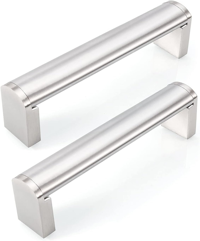 FULGENTE 10 Pack Kitchen Cabinets Handle 3-3/4'' (96mm) Brushed Satin Nickel Drawer Pulls Handles Cupboard Bathroom Hardware Pull Stainless Steel Hole Spacing: 3-3/4inch