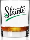Toasted Tales - St Patrick's Day - SLAINTE with Clover Leave Printed on Whiskey Glasses | St Pattys Glasses for Party Decorations | Home Decor Wine Glasses | Irish Gifts | Mens & Womens Gift (11 oz)