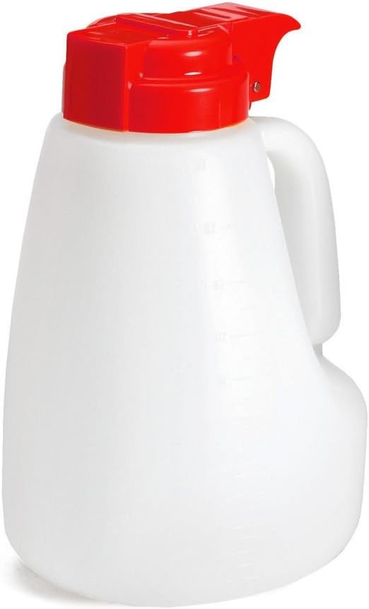 Tablecraft 48 Oz Option White Plastic Dispenser with Red To
