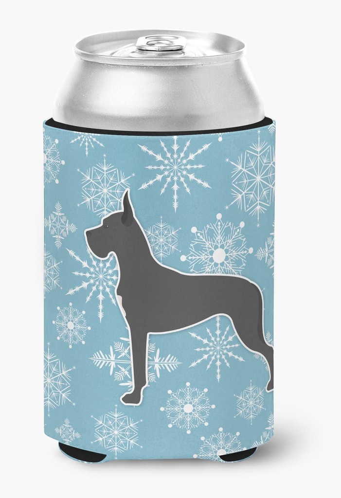Caroline's Treasures BB3575CC Winter Snowflake Great Dane Can or Bottle Hugger Cooler Washable Drink Sleeve Collapsible Beverage Insulated Holder, Can Hugger, Multicolor
