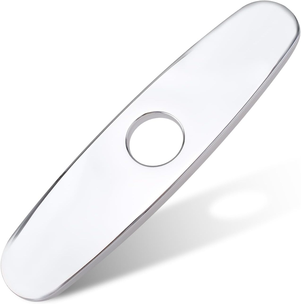 10 Inch Faucet Deck Plate, Faucets Sink Hole Cover Stainless Steel Plate Escutcheon for 1 or 3 Hole Kitchen or Bathroom Sink Faucet, Round, Chrome