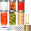 24oz Wide Mouth Mason Jars, Glass Food Storage Airtight Lids and Bands,Tall Canning Jars for Pickling,Fermenting,Salad 6pcs
