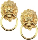 2Pcs 3.54"x2" Big European Style Alloy Double Hole Lion Head Handle,Zinc Alloy Pull Tab Handle Door Rings Pull Handle Knobs,Hole Pitch 1.26"/32mm