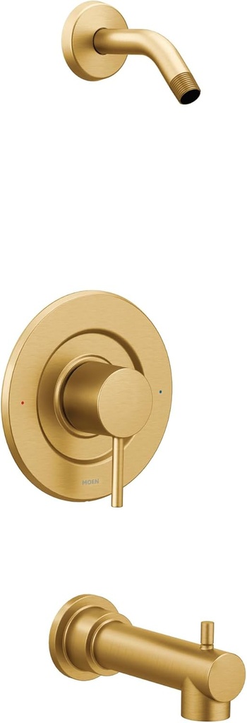 Moen T2193NHBG Align 2.5 GPM Single Handle Posi-Temp Pressure Balanced Trim with Shower Head and Tub Spout, Brushed Gold