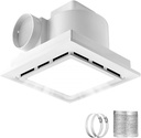 Bathroom Exhaust Fan with Light, 120 CFM Quiet Ventilation Fan with 6200K 12W LED Light 1.0 Sones Low Noise, 4 Inch Duct Quiet Square Ceiling Mount Vent Fan for Shower, Bathroom, Office, Home