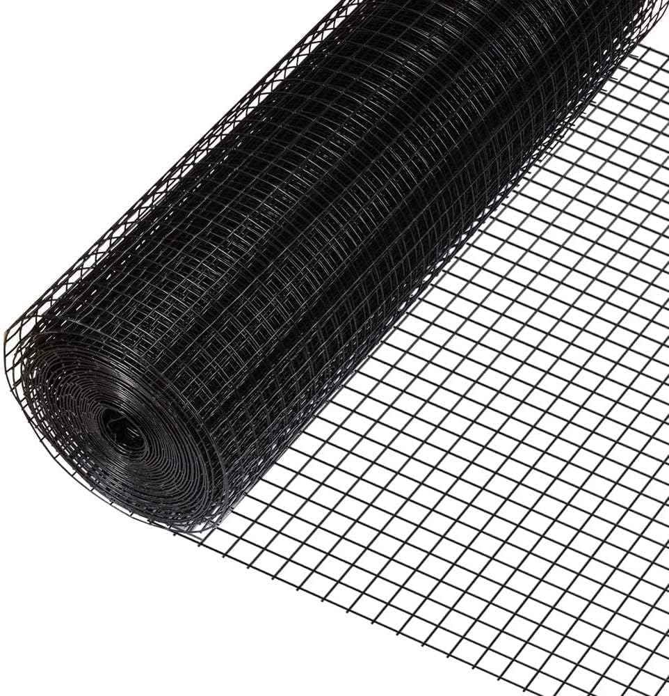 Fencer Wire Hardware Cloth with 1-Inch Grid, 16 Gauge Black Vinyl Coated Welded Fence Mesh Roll for Home and Garden Fence and Pet Enclosures Protect (60 Inch x 50 ft.)