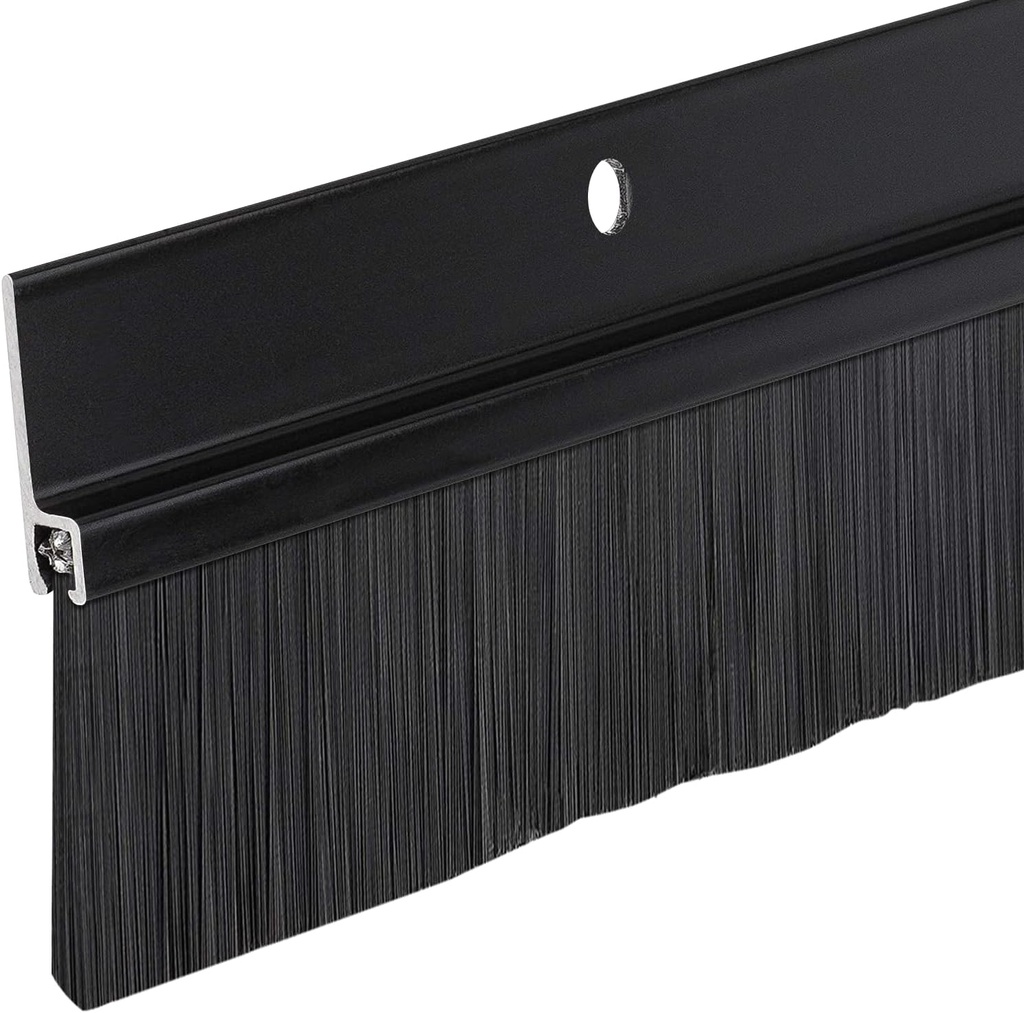 Brush Sweep Door Sweep with 1" Aluminum Holder and 1 1/2" Black Brush (4 FT Black)