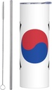 20ozFlag of Republic of Korea stainless steel straw lid cup, double-layer stainless steel, can be drunk directly or with a straw