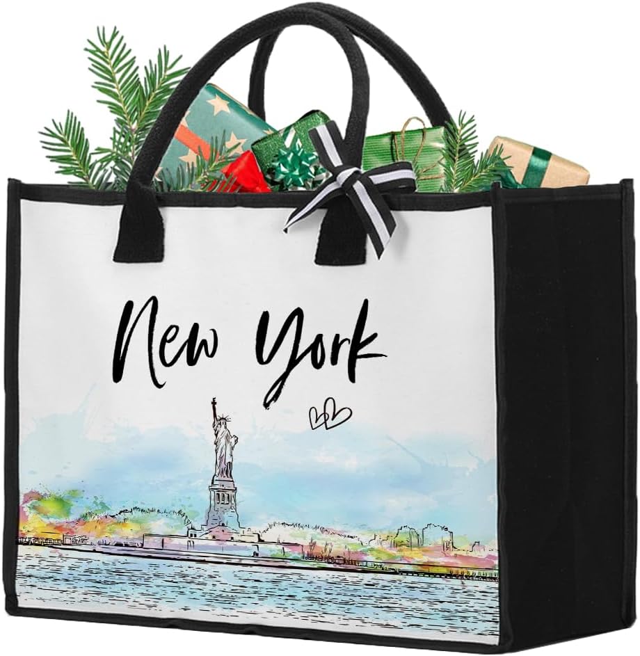 Fashion New York Gift Travel Tote Bag for Women New York Souvenir Gifts Traveller Trip Gifts Christmas Woman's Mother's Day Birthday Gifts New York Lover Tote Bag