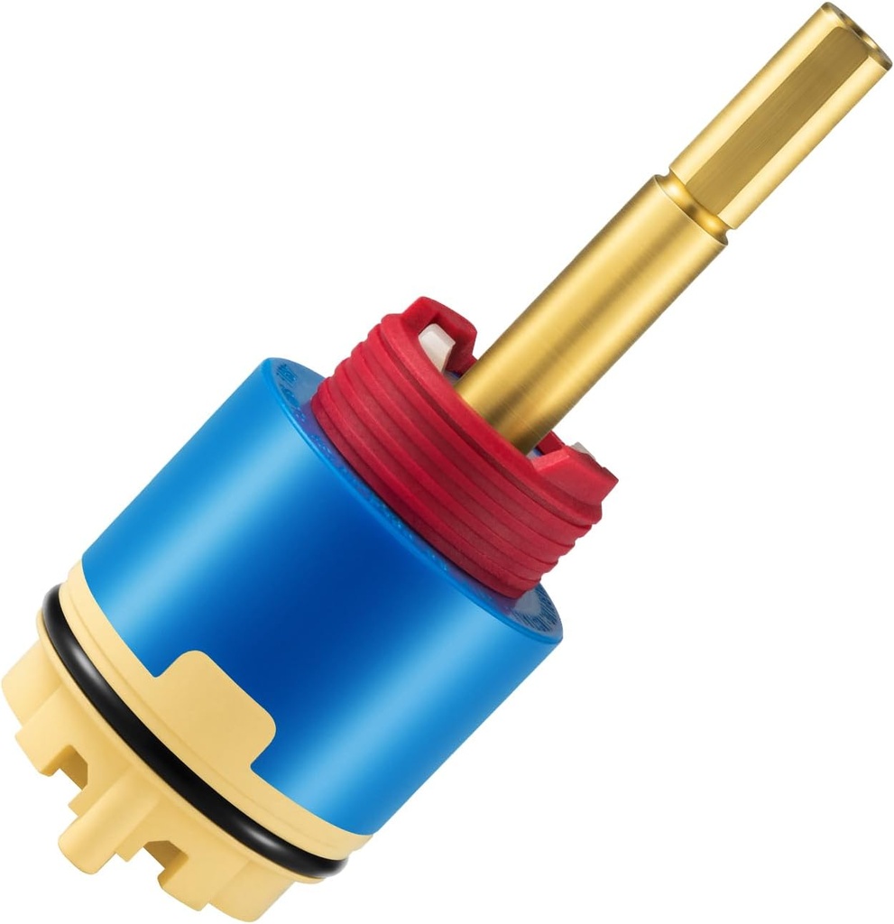 JH02BJ (HL-40) 4.25" Pressure Balance Ceramic Cartridge, Shower Cartridge Replacement, for Single Handle Shower/Tub Faucet. Blue, Red