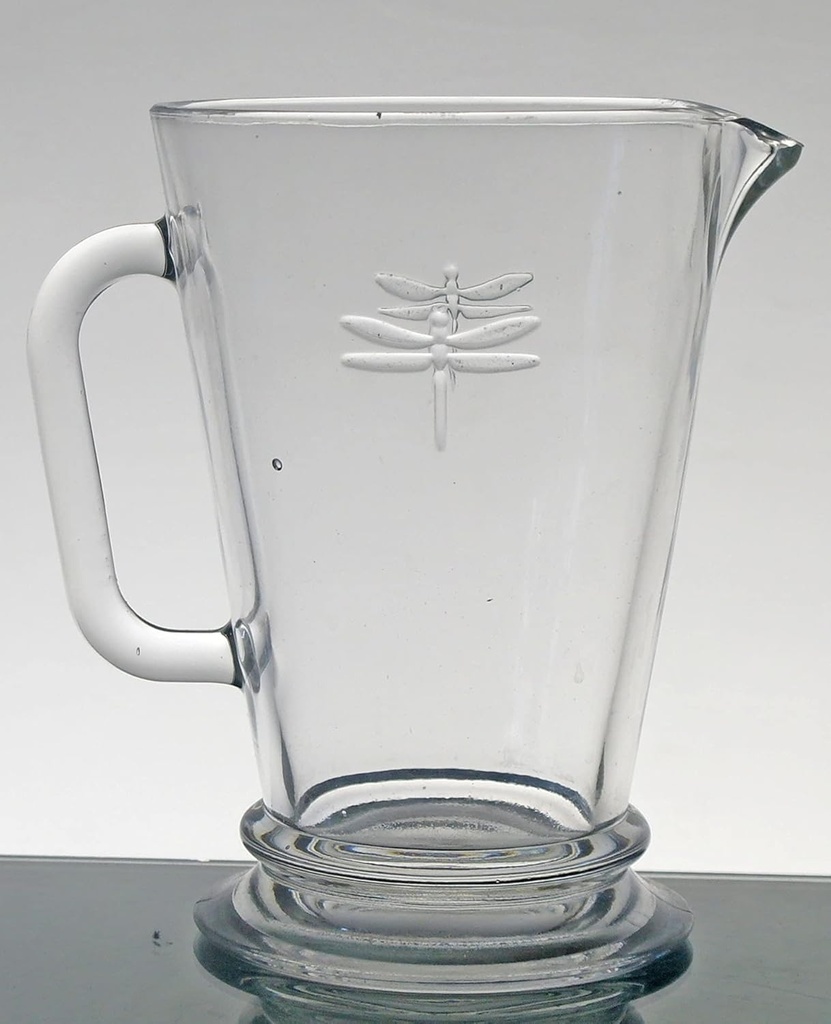 1 Pcs Vintage Dragonfly Glass Pitcher – 30 oz. Decorative Glassware The Embossed Dragonfly Design Fine Drinking Pitcher Glass Clear Water Pitcher for Iced Tea Home Restaurant