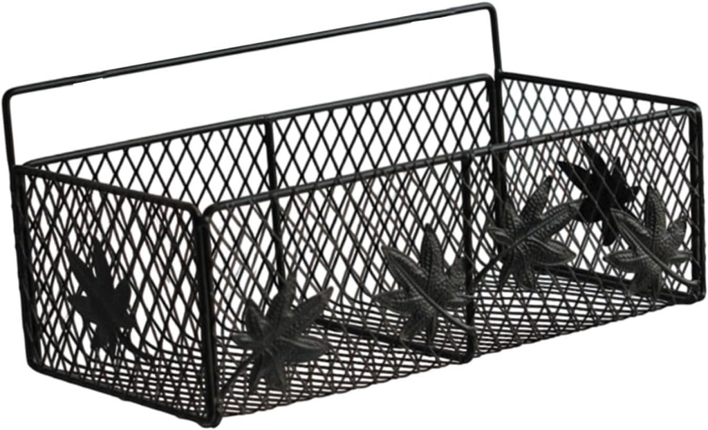 Wall Hanging Basket Wire Storage Basket Metal Wall Mounted Shelf over Cabinet Door Organizer Storage Bin for Laundry Kitchen, Black