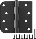 6 Pack Black Door Hinges 4 Inch Interior Hinge Matte Black Door Hinges 4 in Square Rounded 5/8" Radius Corner Hinge for Doors Reversible Full Mortise Combination 4 in Doors Hardware