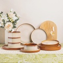 LERATIO Ceramic Dinnerware Sets for 4,Round Reactive Glaze Ceramic Plates and Bowls Set,Highly Chip and Crack Resistant | Dishwasher & Microwave Safe Dishes Set,Service for 4 (12pc)-Kahki