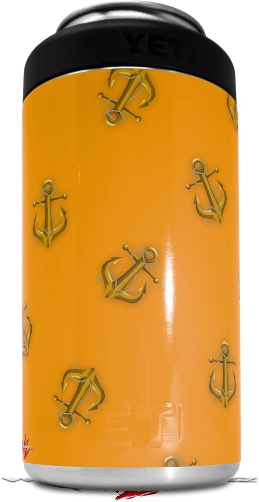 Skin Decal Wrap compatible with Yeti 16oz Tall Colster Can Cooler Insulator Anchors Away Orange (COOLER NOT INCLUDED)