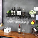 Bottles Wine Rack and Glass Holder Wrought Iron Wall Mounted Goblet Holder Large-Capacity Suitable for Home Wine Cellar Bar Wine Show (Color : A Size : 12025cm)