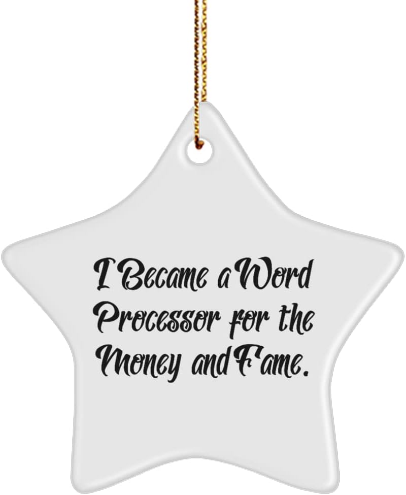 Sarcastic Word Processor Gifts, I Became a Word Processor for The Money and Fame., Word Processor Star Ornament from Friends