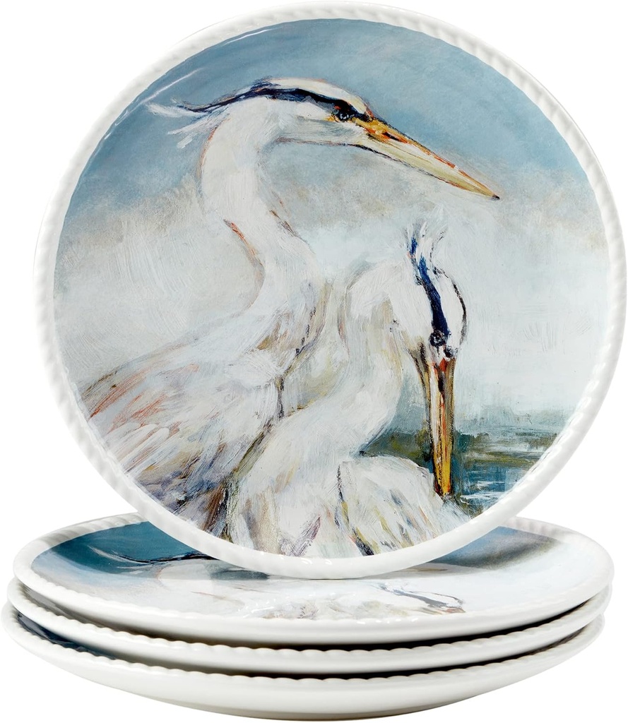 Certified International Shorebirds 11" Dinnerware Plates, Multicolored, Large, Set of 4