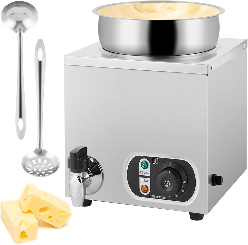 Nacho Cheese Warmer Dispenser 7.4Quart Hot Fudge Warmer Commercial Soup Warmer with Ladles, Food Warmer for Nachos Cheese Caramel Popcorn Hot Fudge Sauces 86-185℉110V