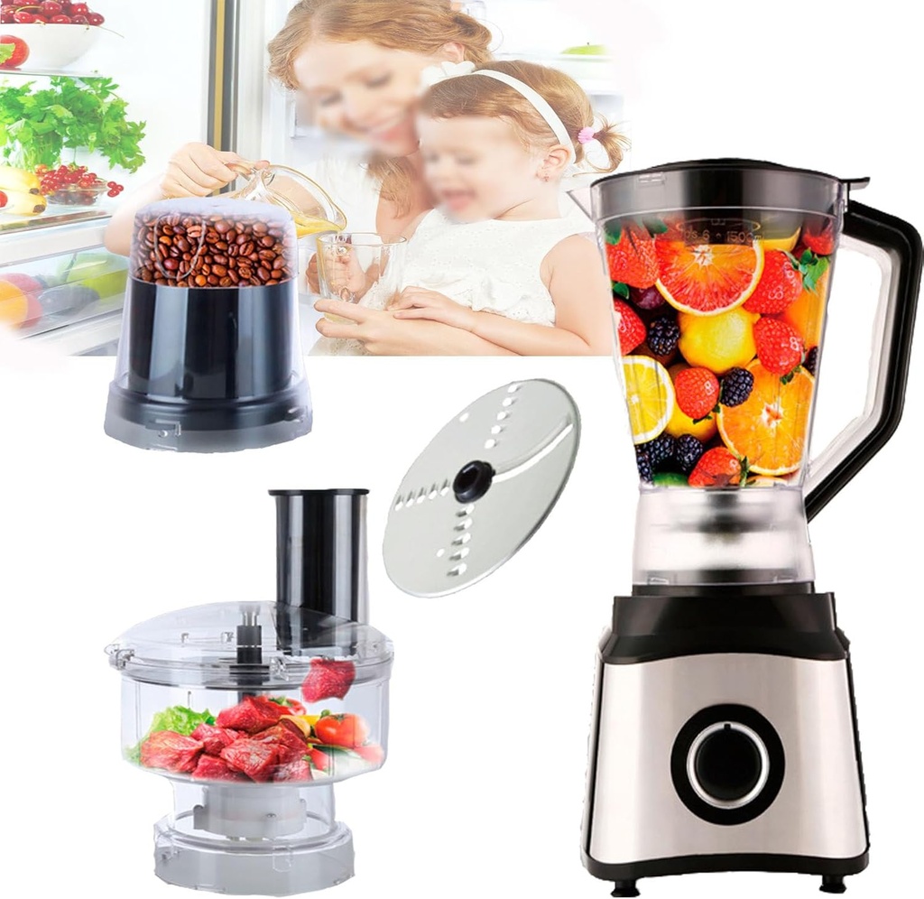 Food Processor,Four Processing Functions,with 8-Cup Blender, 5.5-Cup Meat Grinder and 2.7-Cup Grinding Cup, 400w High-Speed Blender for Juicing, Mincing, Slicing, Shredding and Grinding