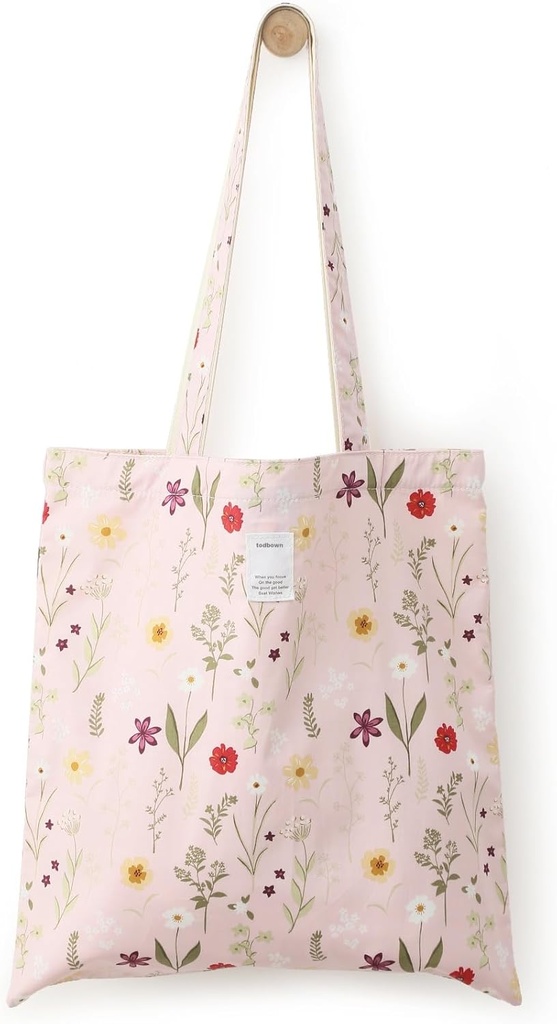 Floral Cotton Canvas Tote Bag for Women: 14x15 Inches Reusable Grocery Bag for Work, School, Travel, Gym​