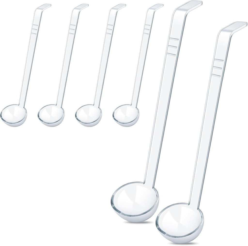 6 Pcs 1 Oz Small Ladle 10.4 Inches Mini Ladles for Serving Sauce, Soup, Dressing, Punch Bowl, Gravy, Cocktail, Fruit Juices – Clear Plastic Long Handle Ladles for Parties, Catering