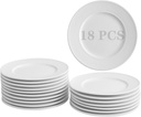 6 Inch Ceramic Dessert Plates Set of 18, White Round Small Appetizer Plates, Small Dinner Serving Pllate for Cake, Snacks, Side Dishes, Fruit, Microwave Oven and Dishwasher Safe