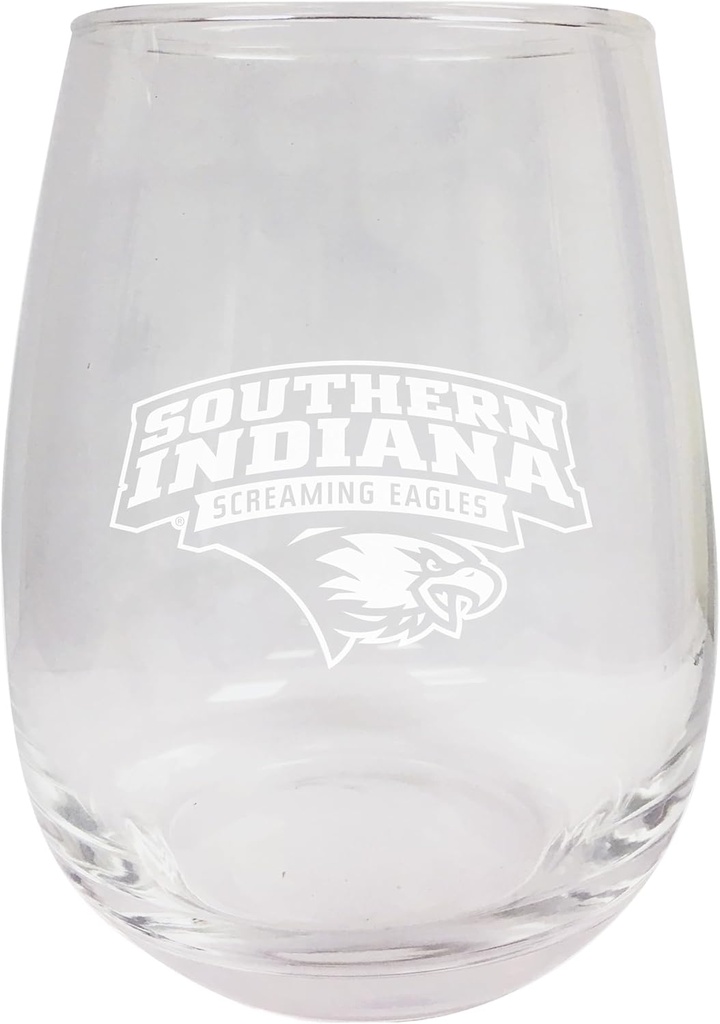 R and R Imports University of Southern Indiana 15 oz Engraved Stemless Wine Glass Officially Licensed Collegiate Product Single Unit