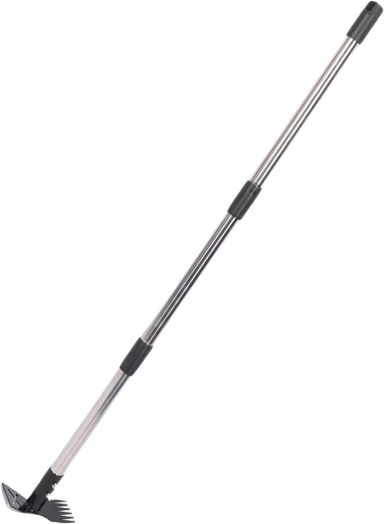 Weed Puller Tool with 45 Inch Long Handle, Heavy Duty Stand Up Weeder Tool for Manual Weed Removal, Garden Weeding with Rake and Hoe Multi Function Design