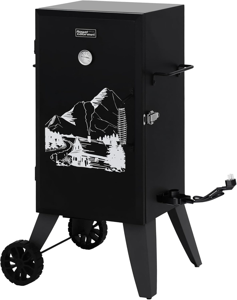 Royal Gourmet SE2805 28-Inch Analog Electric Smoker with 3 Cooking Grates, Outdoor Smoker with Adjustable Temperature Control & 454 Sq. In. Cooking Area for Outdoor Backyard BBQ, Black