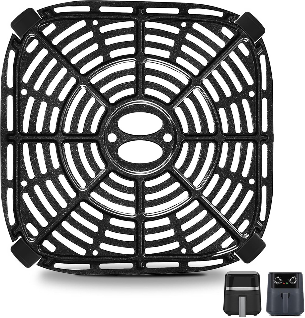 GWY Air fryer Grill Plate for BLACK+DECKER 4QT Air Fryer, Upgrade 7.87×7.87 IN Air Fryer Grill Pan Accessories Replacement Parts Tray Rack for Holstein Housewares 4.4QT Green Life 4.5QT Air Fryer