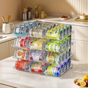 Can Organizer for Pantry, Upgraded Thickened Modular 4 Tier Combinable Can Storage and Beverage Dispenser Rack, Canned Food Organizer Holds 48 Cans, Clear Can Holders for Pantry and FridgeFridge