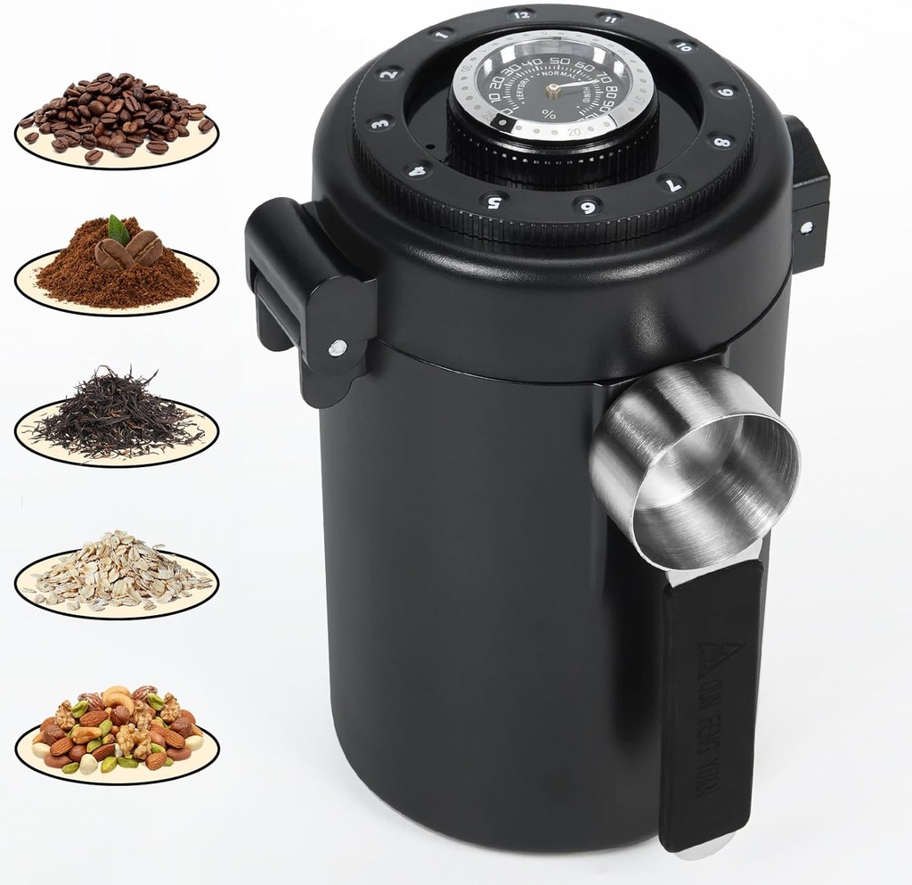 Coffee Canister, Airtight Stainless Steel Kitchen Food Storage Container With Spoon And Date Tracker, For Ground Coffee, Cereal, Bean, Tea,Sugar (black)