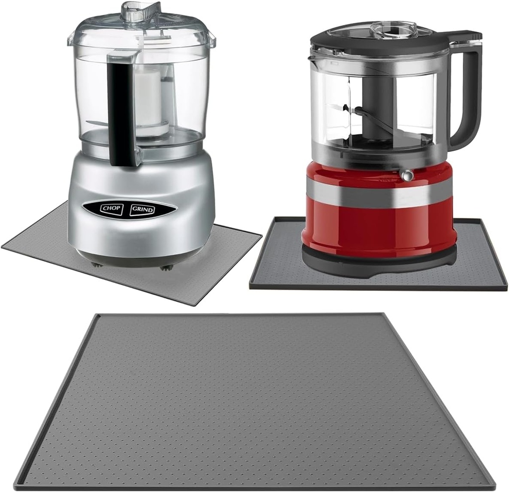 Food Processor Silicone Mat Food Processor Mat Suitable for Ninja Blenders, Meat Grinder Table Pad Electric Chopper Pad Blender Silicone Tray, Non-Slip Waterproof Soft Pan with Raised Edge 19"X12"