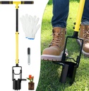 Bulb Planter Tool Long Handle, Plant Hole Digger with Soft Grip and Serrated Base, Heavy Duty 5-in-1 Sod Lawn Grass Plugger Tool Planting Digger Garden Transplanter for Tulips Iris Flower